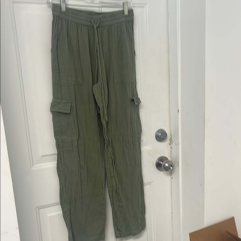 Aeropostale Olive Utility Cargo Pants with Drawstring Waist